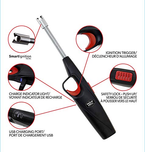 Proud Grill Smartignition Rechargeable Electric Lighter | Heavy Duty Butane Free Long Neck Lighter | Ideal for BBQ and Gas Appliance