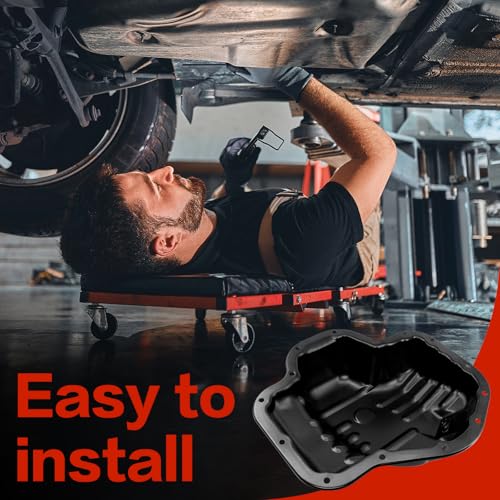 Engine Oil Pan with Drain Plug, Compatible with 2002-2006 Toyota Camry, 2002-2006 Solara, 2009-2013 Corolla, 2009-2013 Matrix, 2001-2007 Highlander, 2004-2005 RAV4, L4 2.4L, Gas 2AZ-FE