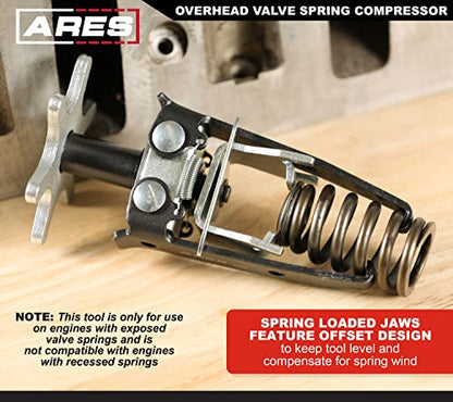 ARES 10113 Overhead Valve Spring Compressor - No Cylinder Head Removal | Spring-Loaded Jaws Keep Tool Level During Compression - size: Overhead Valve Spring Compressor