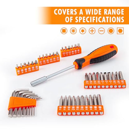 CARTMAN Orange 198-Piece 12V Cordless Drill Tool Combo Kit | Complete DIY repair tools for home, office & garden maintenance, professional household tool set with robot style storage box - style: 198 PC