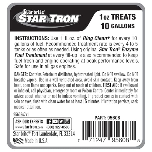 Star Brite Star Tron Ring Clean Plus Deposit Control - Cleans Injectors, Valves, & Entire Engine to Restore Power & Efficiency - 16 OZ Treats 160 Gallons (095616) - style: 8 Ounce