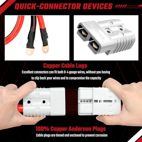 Jumper Cables, 30 feet 1 Gauge 1000Amp, Heavy Duty Booster Battery Cables with Permanent Installation kit and Quick Connect Plug for 12V & 24V Cars, SUV, Trucks, Diesel Trucks - size: 1 Gauge 30 Feet