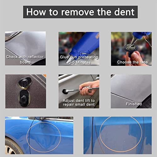 Paintless Dent Repair Puller Kit - Dent Puller Slide Hammer T-Bar Tool with 16pcs Dent Removal Pulling Tabs for Car Auto Body Hail Damage Remover