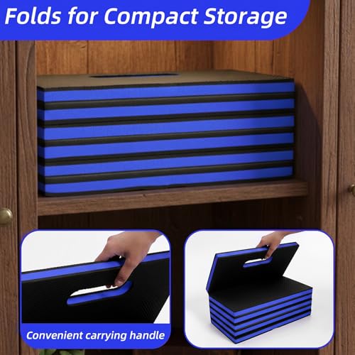 Kifmurase 1" Foldable Thick Kneeling Pad, 5 Fold Comfortable EVA Foam Knee Pads, Waterproof Mechanic Kneeling Pad with Handle, High-Density Cushion Mat for Gardening, Workout, Exercise, Mechanic - color: Blue
