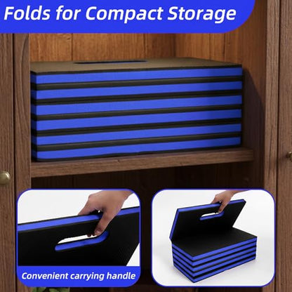 Kifmurase 1" Foldable Thick Kneeling Pad, 5 Fold Comfortable EVA Foam Knee Pads, Waterproof Mechanic Kneeling Pad with Handle, High-Density Cushion Mat for Gardening, Workout, Exercise, Mechanic - color: Blue