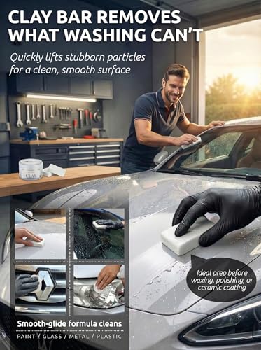 TAKAVU Car Clay Bar, 2 Pack 100g, Medium Grade for Auto Detailing (White) | Removes Dirt, Brake Dust, Tree Sap & Overspray, Safe on Paint, Glass & Wheels, Restores Smooth Finish - color: White