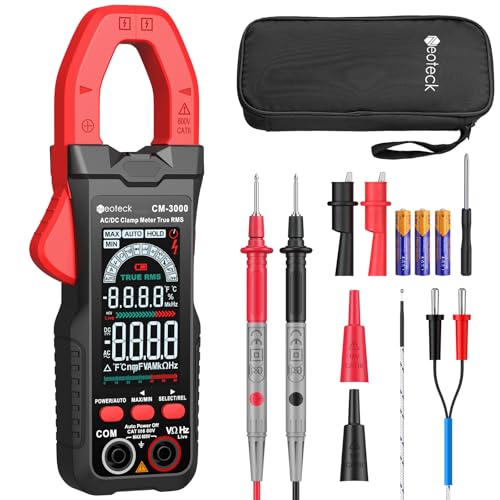 Neoteck Clamp Meter 6000 Counts 800A AC (NO DC) Current 600V AC DC Voltage | Auto-ranging TRMS Clamp Multimeter with Continuity Resistance Capacitance NCV Diode Frequency for Home,Auto,Industrial,HVAC - color: Red, size: 6000Counts,800A AC Current