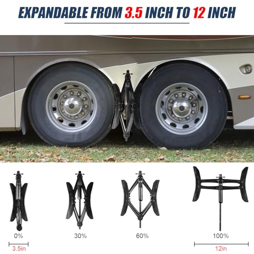 2Pcs Camper Wheel Chock Stabilizer, X Chocks for Travel Trailer | Heavy Duty RV Wheel Chocks with Ratchet And Socket for 3.5"-12" Wheel Gaps