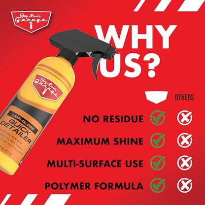 Jay Leno's Garage Quick Detailer Spray – Car Detailing Spray and Auto Detailer Spray for a High Gloss Finish, Fast Shine Car Exterior Cleaner and Everyday Easy Quick Detail Automotive Cleaner (16 oz) - size: 16 Fl Oz (Pack of 1)