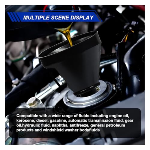 ZIMISI Wide Mouth Oil Funnel with Handle, Flexible Funnel with Hose Extension, Mesh Screen Filter, Oil Change Funnels for Automotive Use, Fits Liquid, Diesel, Kerosene, Gasoline (1PCS)