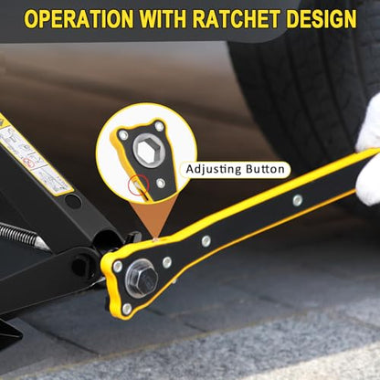 3-Ton Scissor Jack Kit for Chevrolet C5 C6 C7 C8 GS Z with Rubber Jack Pad, Car Spare Tire Repair Tools for Car Chevrolet, Tire Changing Tools Kit for Chevrolet with L-Wrenches（17/19/21/23mm）