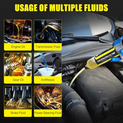 JIFETOR 200CC Automotive Fluid Extractor Fill Hand Pump Oil Change Syringe | Manual Liquid Transfer Tool with Total 46" Hose and Extension Tubes, for ATF Coolant Power Steering Fluid Gear Oil Engine Oil