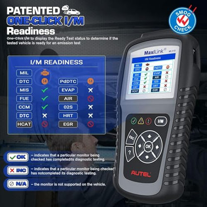 Autel MaxiLink ML519 OBD2 Scanner, New Ver. of AL519, Enhanced Mode 6 Car Code Reader, Check Engine Light Read/Erase Fault Code Car Diagnostic Tool, One-Click Smong Check, DTC Lookup, Up of AL319 - style: ML519