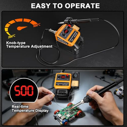Cordless Soldering Iron Kit for Dewalt 20v 60v Battery,90W LED Digital Solder Iron Soldering Gun with 5pcs Tips,0.04” Solder Wire for any Hobby Enthusiast (Battery not included) - style: For Dewalt Battery