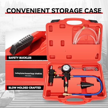 Auto Dynasty Cooling System Vacuum Purge Refill Kit with Pressure Guage Hoses Automotive Coolant Cooling System for Car Van SUV Truck - size: Vacuum Purge Refill Kit