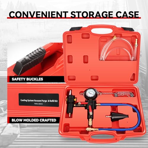 Auto Dynasty Cooling System Vacuum Purge Refill Kit with Pressure Guage Hoses Automotive Coolant Cooling System for Car Van SUV Truck - size: Vacuum Purge Refill Kit