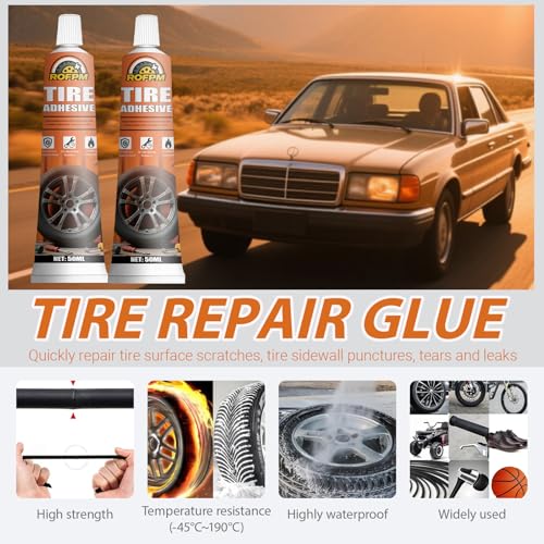 Tire Repair Glue Kit 100ml,Tire Sidewall Rubber Cement Black 3.38floz | Bike Tire Repair Adhesive Kit, Professional Bonding Glue for Car, Motorcycle, Bicycle