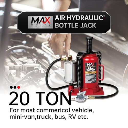 Maxority 20-Ton (40,000 LBs) Air Hydraulic Pneumatic Quick Lift Car Bottle Jack with Aluminum Alloy Pump and Manual Hand Pump for Auto Repair and House Lift