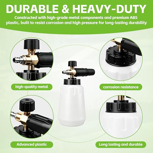 Foam Cannon for Greenworks Pressure Washer, 1L | 3700 PSI, 1/4" Quick Connect, Adjustable Snow Foam Lance, Car Detailing & Cleaning