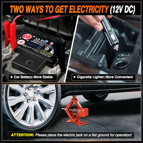 Nilight Electric Car Jack 3 Ton 6600LBS Floor Jack Kit Automatic 12V Electric Scissor Lift Jack Portable Repair Tool with Remote Control Double Jack Pads for Car Tire Change Replacement, Orange Red - size: 3 T w Remote Control