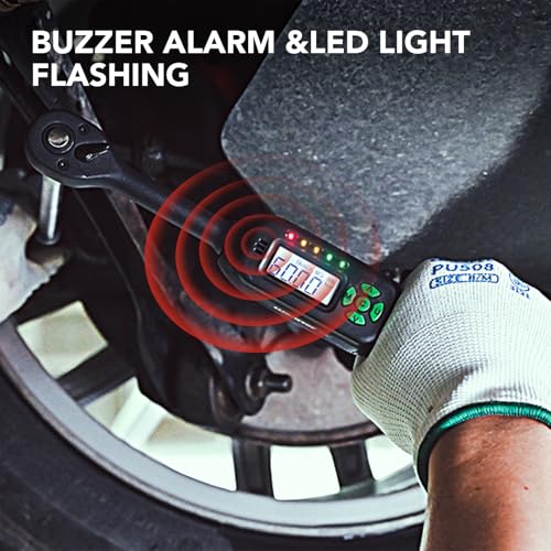 3/8 Inch Digital Torque Wrench, 2.2-44.3 Ft-lbs/3-60Nm, Buzzer and LED Notification, Small Electronic Torque Wrench for Motorcycles - size: 2.2-44.3 ft-lb/3-60 Nm