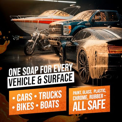 SwiftJet Orange Foam Car Wash Soap – pH Balanced Super Soapy Shampoo & Surface Cleaner – Thick Foaming Suds for Cars, Trucks, SUVs & Boats – Streak-Free Shine, Safe on Wax & Sealant (64 FL OZ) - size: 64 Fl Oz (Pack of 1)