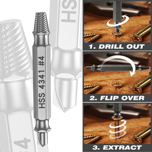 Damaged Screw Extractor Set，6pcs Stripped Screws Nuts Bolts for Removing Rusted and Damaged Hardware, Nuts and Bolts, Drill Bit Tools - color: 6pcs-screw Extractor Set