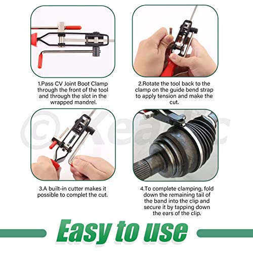 Keadic 37Pcs Automotive CV Boot Clamp Pliers with Ear Joint Banding Clamps, 304 Stainless Steel CV Joint Boot Clamps Band Hose Car Axle Pliers Tool for Most Cars