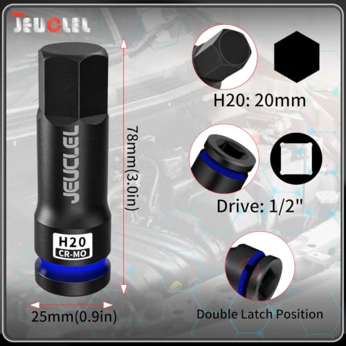 20mm Hex Impact Bit Socket, H20 1/2" Drive Allen Socket, Cr-Mo | 3-Inch, Lengthen Hex Screwdriver Adapter for Electric Ratchet Wrenches Fastening Screws, Socket Wrench, Head Drill - size: 1PC | H20 20MM