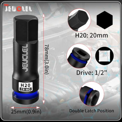 20mm Hex Impact Bit Socket, H20 1/2" Drive Allen Socket, Cr-Mo | 3-Inch, Lengthen Hex Screwdriver Adapter for Electric Ratchet Wrenches Fastening Screws, Socket Wrench, Head Drill - size: 1PC | H20 20MM
