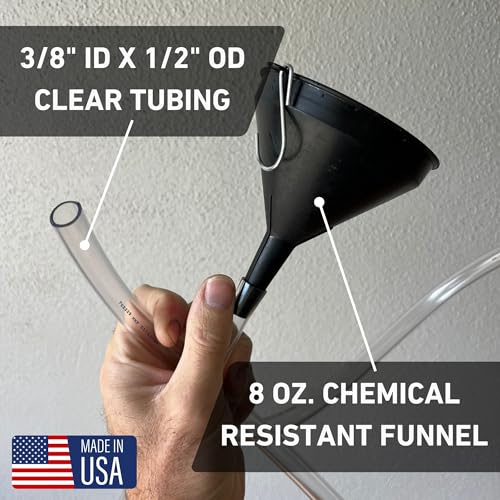 Transmission Funnel with 4 Foot Clear Tubing - Made in USA - Perfect for Hard to Reach Places, No More Mess