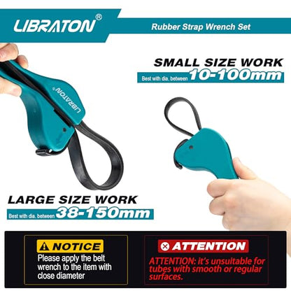 LIBRATON Strap Wrench 2-piece Multifunctional Adjustable Wrench Tools Oil Filter, Jar Opener