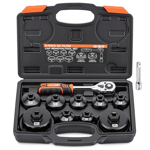 11 Piece Oil Filter Socket Wrench Set | Oil Filter Wrench Set, Low Profile Filters Socket Set, Ratchet Wrench & Extension, Compatible with Toyota VW BMW