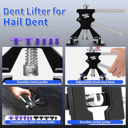 Super PDR Car Dent Repair Kit – Paintless Dent Puller Tool Set with 2 in 1 Slide Hammer, Glue Gun & New GlueTabs – No Paint Damage DIY Dent Remover for Door Dings, Hail, Hood & Fender Dents