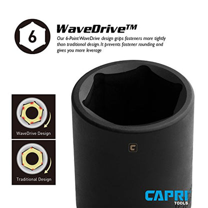 Capri Tools Deep Impact Socket, 3/8-Inch Drive, 6-Point, SAE (1-Inch) - size: 1 Inch