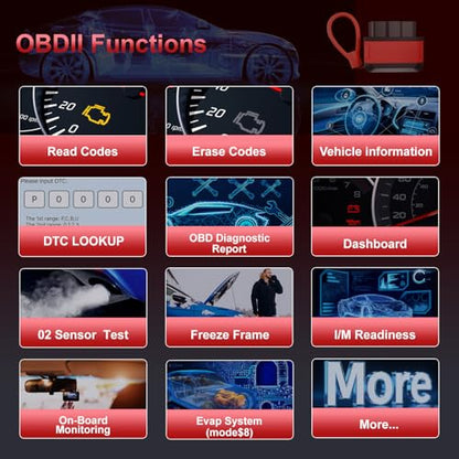 KONNWEI KW906 Red OBD2 Scanner Bluetooth (Red) - color: Red