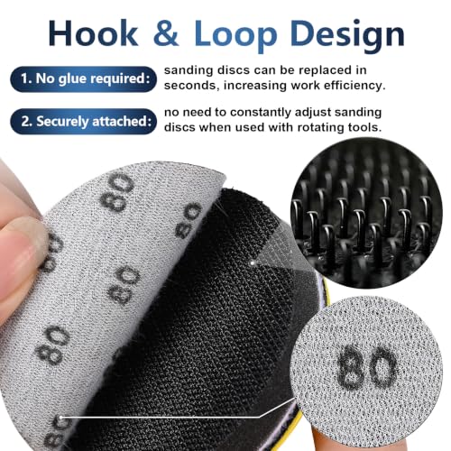 100 PCS 80 Grit 3 Inch Hook and Loop Sanding Discs | Coarse Grinding, Wet Dry, Silicon Carbide, Round Sandpaper, for Wood Metal or Auto, for Drill Polishing Kit - style: 80 Grit