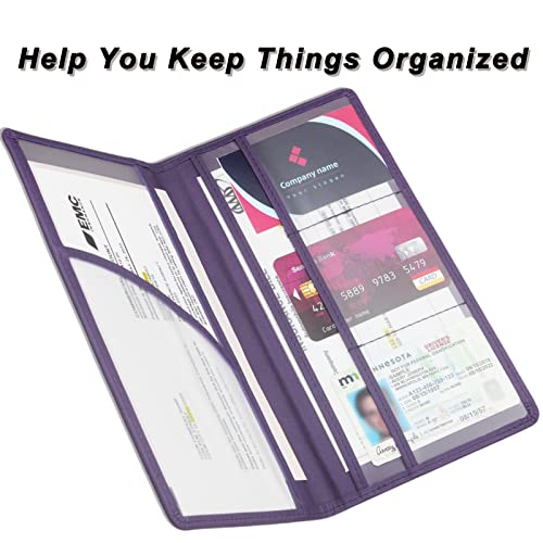 Car Registration and Insurance Holder, Premium Leather Insurance and Registration Holder,vehicle Glove Box Car Organizer, with Magnetic Shut for Cards, Driver License (Purple) - color: 11-Purple