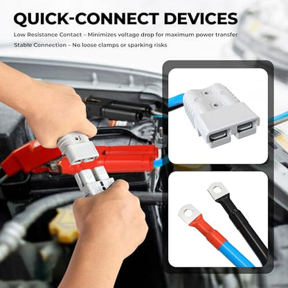 0 Gauge 25 Feet Quick Connect Jumper Cables for Car, Automotive Booster Jumper Cables Heavy Duty Quick Connect Plug for SUV and Trucks with Carry Bag, Gloves, Brushes - size: 0 Gauge 25FT with Quick Plugs