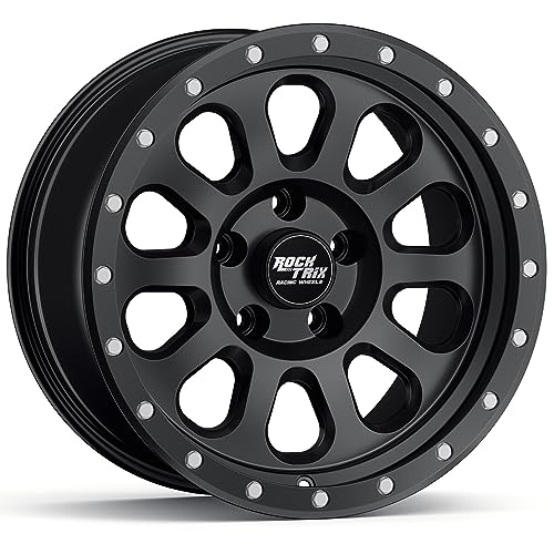 RockTrix RT111 18 Inch Wheel Compatible with Jeep Wrangler JK JL Gladiator JT Rims, 5x5" 5x127 PCD, 18x9-12mm Offset, 4.5" Backspace, 71.5mm Bore, Matte Black 18" Wheel - color: Matte Black, size: 18x9 -12mm offset