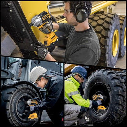 Impact Wrench for DeWalt Battery, 1328Ft-Lbs (1800N.m) Impact Driver, 1/2" Impact Gun 3-Speed High Torque Power Tool for Tire Removal, Rusted Bolts, Heavy Equipment(No Battery) - color: Yellow+1328ft-lbs(bare Tool)