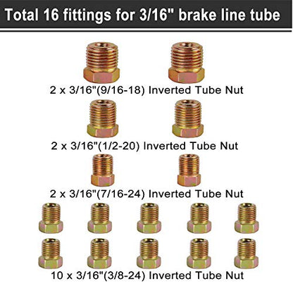 MuHize Dual Brake Line Tubing Kit 3/16 & 1/4" 25Ft | Zinc Double Galvanized Steel Brake Roll, Anti-Rust, Hydraulic Fuel & Transmission Line Replacement, Fits Cars & Trucks - color: Silver