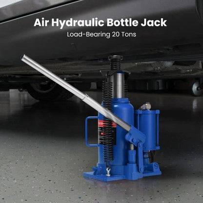 SPECSTAR Pneumatic Air Hydraulic Bottle Jack with Manual Hand Pump 20 Ton | Heavy Duty Auto Truck Travel Trailer Repair Lift Blue - color: Blue