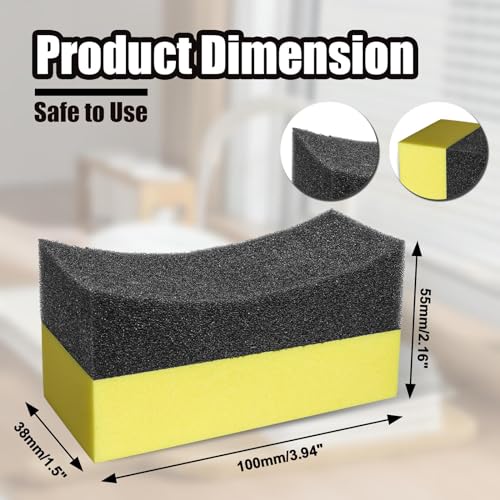 Uenhoy 4 Pcs Tire Dressing Applicator Pads Contour Shine Sponge Car Detail | Sponge & PE Build, Crescent Grip Top, Rectangle Foam Base, Strong Absorption, For Tire Shine Wax Glass Household Cleaning