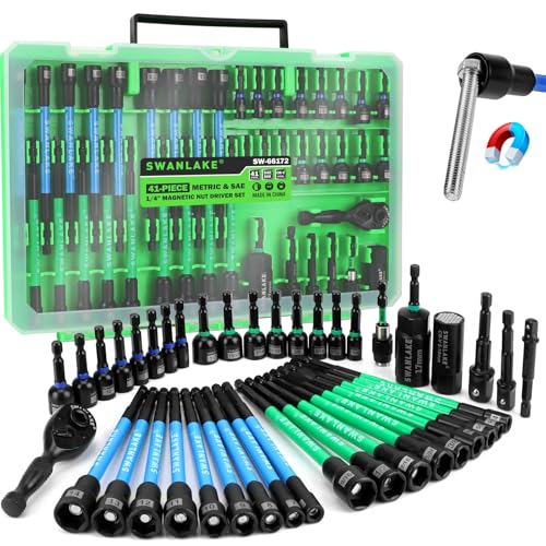 41-Piece Magnetic Nut Driver Set for Impact Drill Metric & SAE, Impact Socket Adapter, 2-IN-1 Ratchet Handle, Wing Nut Driver, Universal Socket, 1/4'' Quick-change Bit Holder - style: New Version
