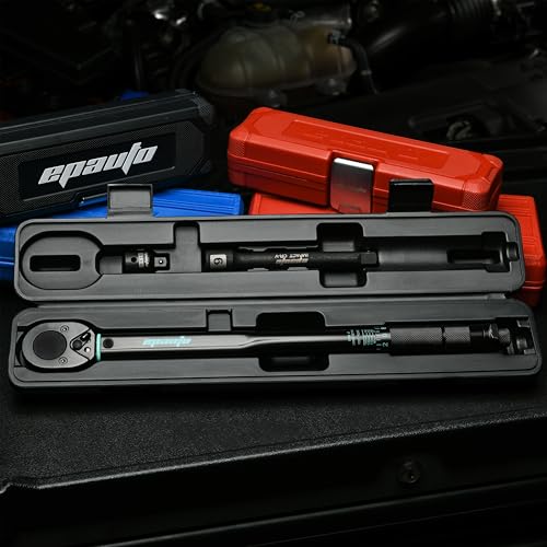 EPAuto 1/2-inch Drive Click Torque Wrench, 10-150 ft/lb, 13.6-203.5 N/m, Black - size: 1/2-Inch Drive 10-150 ft-lb