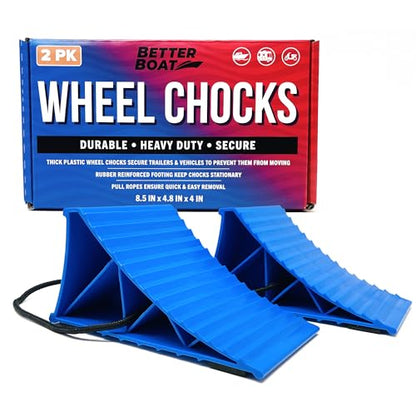 Trailer Wheel Chocks with Rope and Wheel Dock, for Boat Trailers, Travel Campers, RV Accessories, Travel Trailers, and All Trailer Tires - style: Chocks
