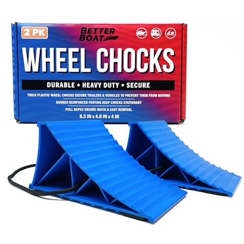 Trailer Wheel Chocks with Rope and Wheel Dock, for Boat Trailers, Travel Campers, RV Accessories, Travel Trailers, and All Trailer Tires - style: Chocks
