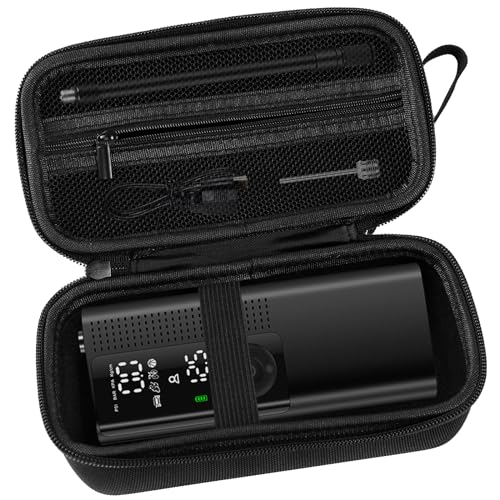 Case for Airmoto for MODARI Tire Inflator Portable Air Compressor Case,120 PSI Air Pump,Car Tire Pressure Gauge (120 150 PSI) Storage Bag, Air House, Connector and Accessories (Box Only)-(Black) - color: Black+black Zipper