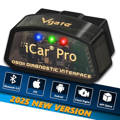 Vgate iCar Pro Bluetooth 4.0 OBD2 Code Reader OBDII Fault Diagnostic Tool Compatible Car Adapter Check Engine Light for iOS, iPhone, Android and Windows